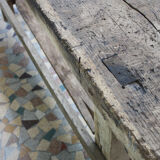 Ancient workbench in raw wood