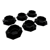 Vintage Set of 6 Arcoroc Black Glass Soup Cups and Saucers Set
