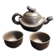 China Yixing terracotta teapot and bowls signed