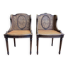 Paire de fauteuils bergères style Louis XVI en cannage