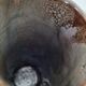 Stoneware vase signed LM, organic style, 70s/90s