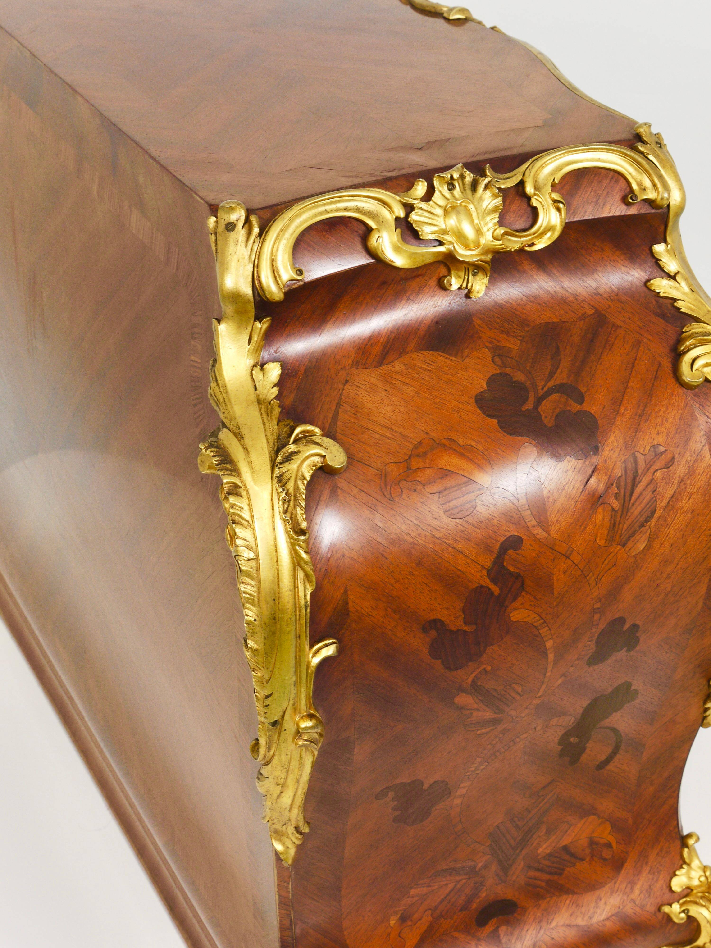 G. Durand Louis XV Bombe Commode, Marquetry, Gilt Bronze, 1880, Paris, France