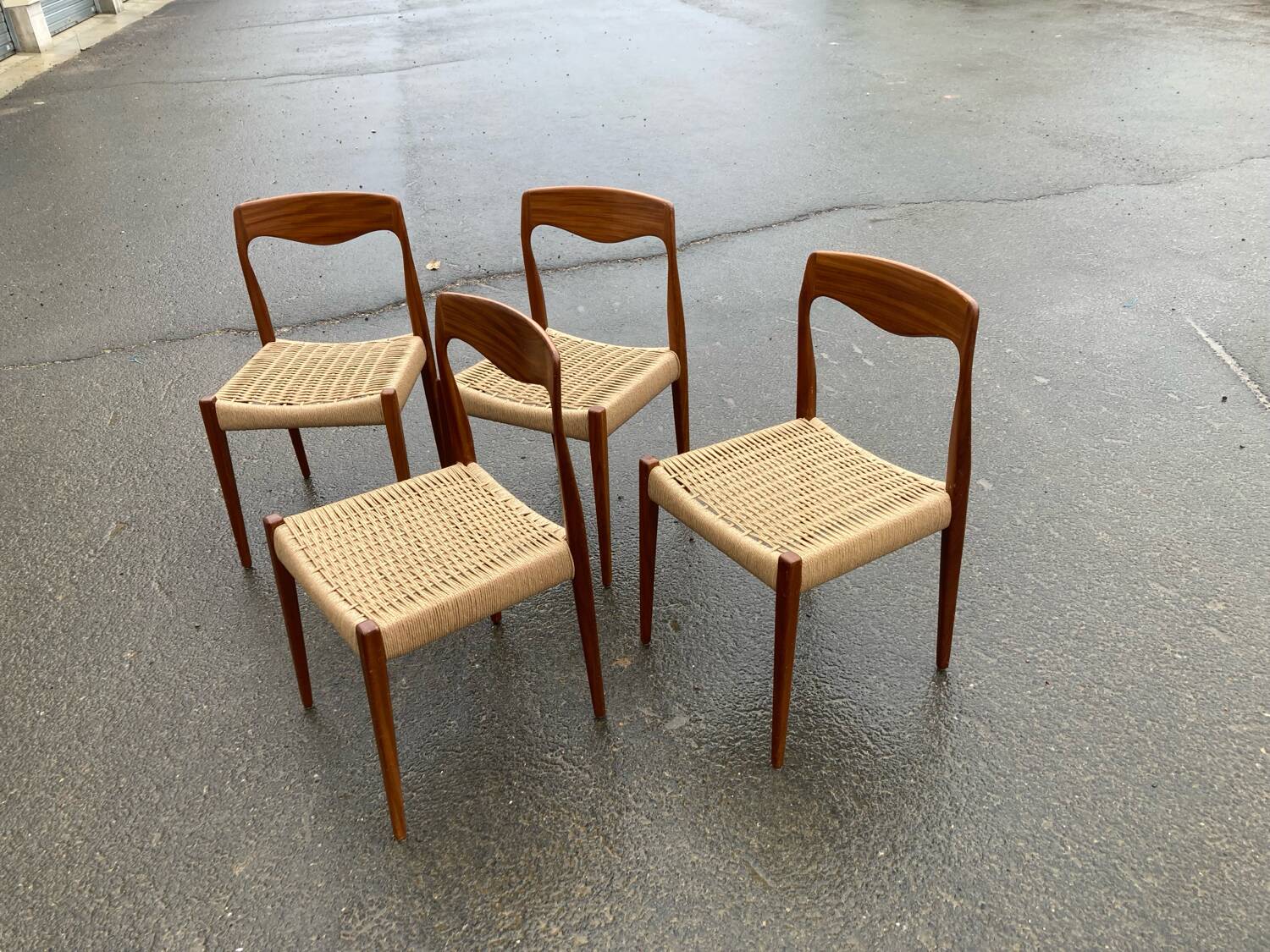 Four Scandinavian-style chairs from the 1970s.