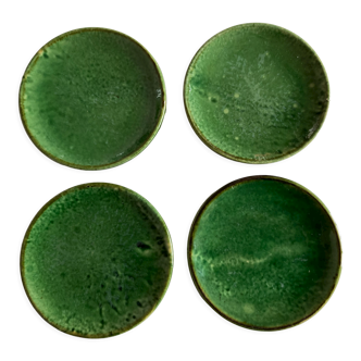 Set of 4 XS plates in glazed clay Aegitna Vallauris 1960