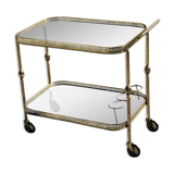 Rolling service of the 50s and 60s in gilded brass double glass trays