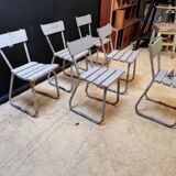 6 vintage garden chairs made of wood and metal