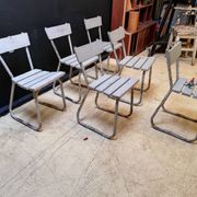 6 vintage garden chairs made of wood and metal
