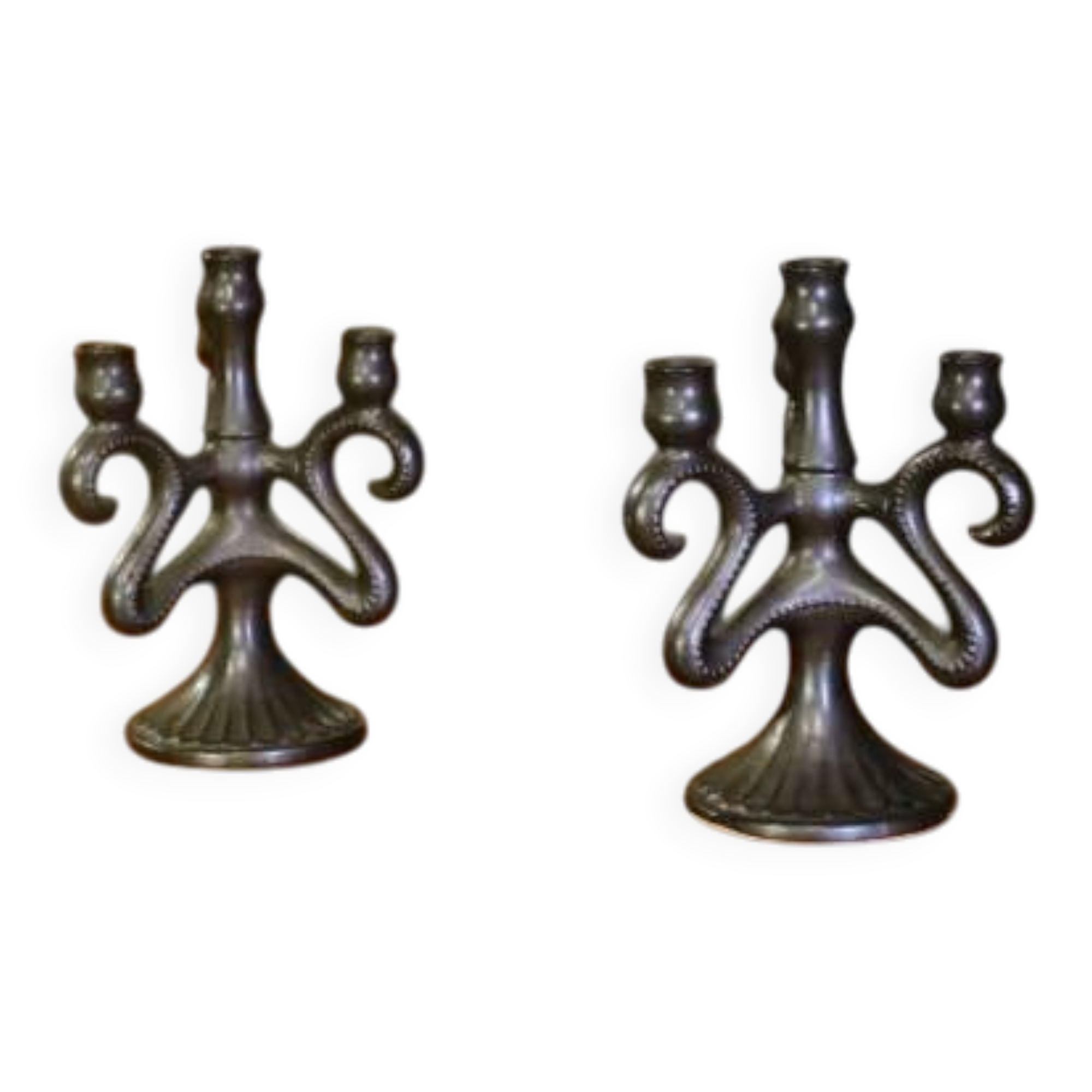 Pair of ceramic candlesticks, Sars-Poteries, 1950s