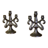 Pair of ceramic candlesticks, Sars-Poteries, 1950s