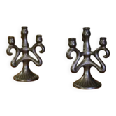 Pair of ceramic candlesticks, Sars-Poteries, 1950s