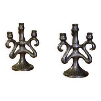 Pair of ceramic candlesticks, Sars-Poteries, 1950s
