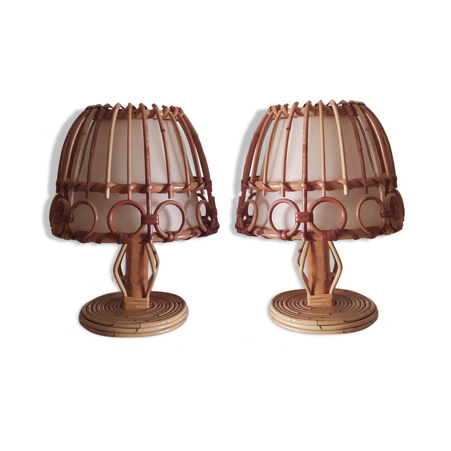 Pair of bamboo lamps