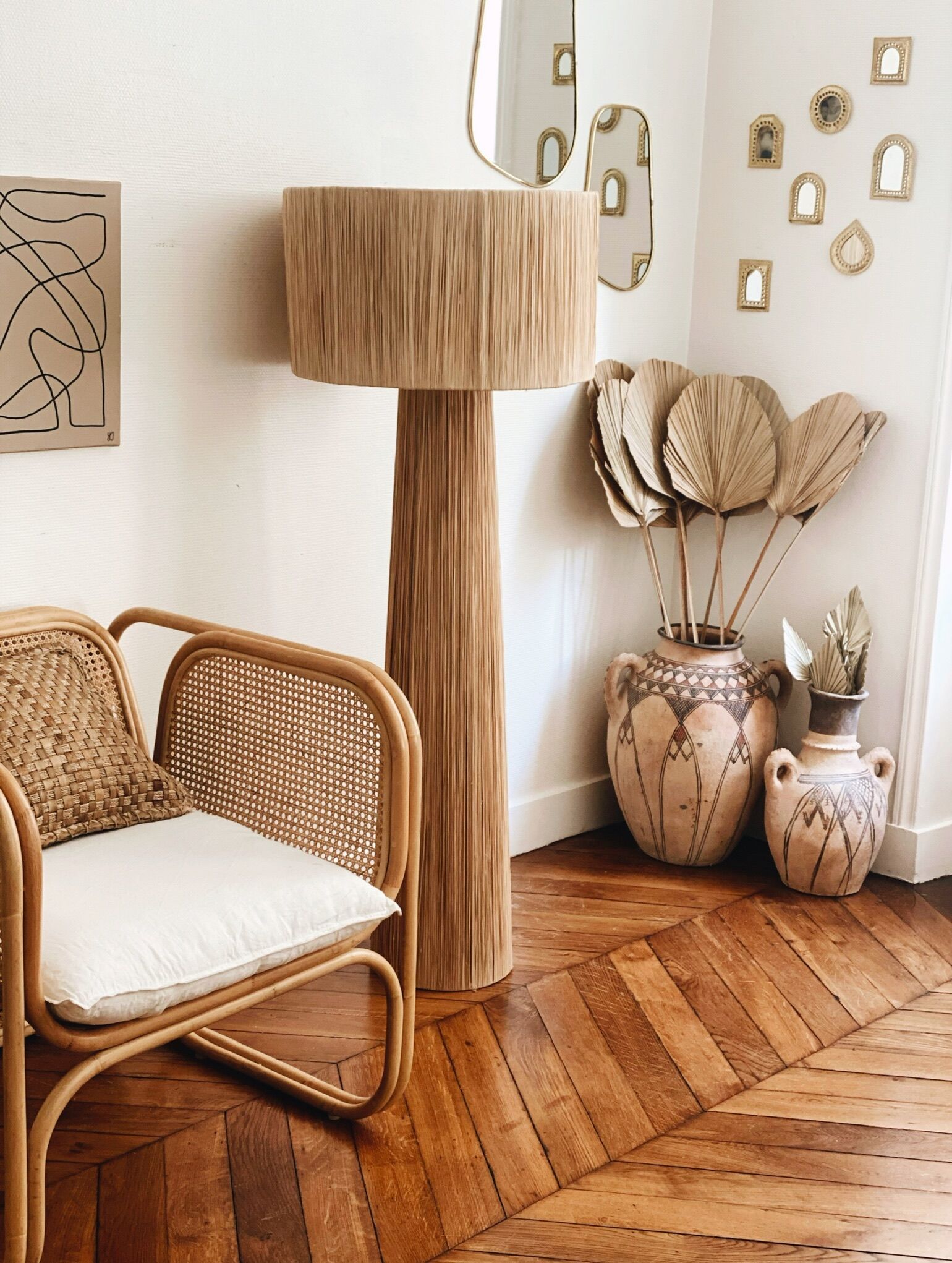 Minimalist bahia floor lamp raffia