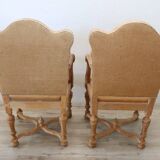 Jute and poplar wood armchairs, 1930s, set of 2