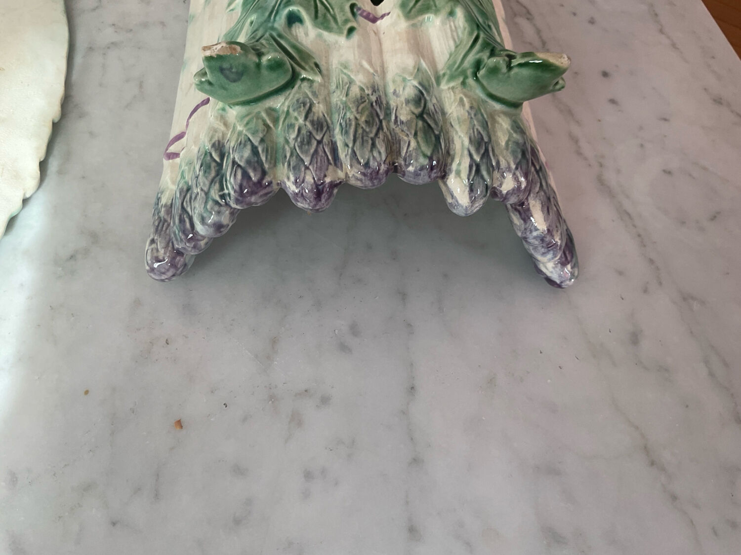 Antique majolica asparagus dish