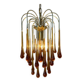 Vintage amber-coloured 'Teardrop' chandelier