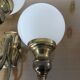 Triple "Hollywood Regency" wall light in brass and opaline, 1970