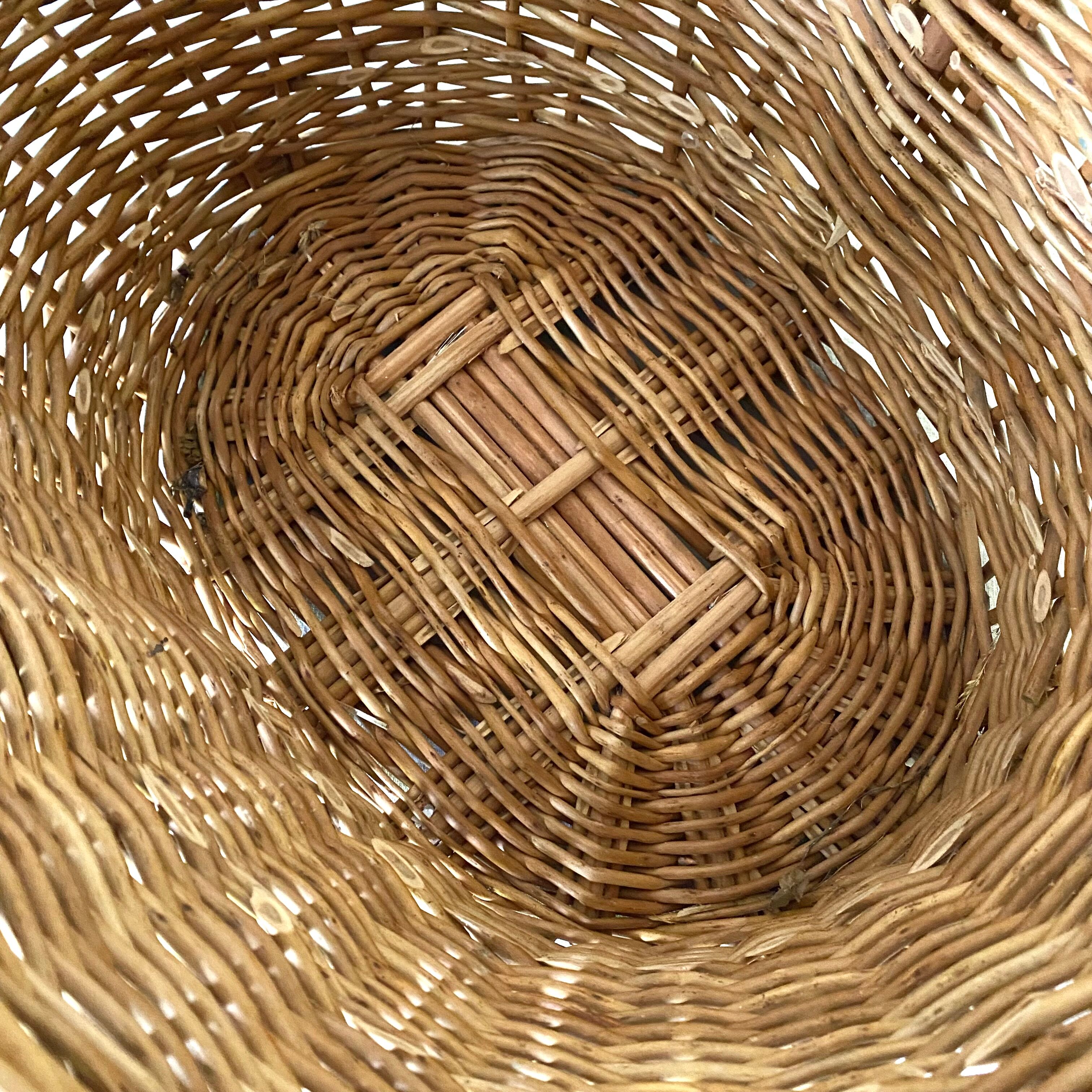 Braided wicker basket