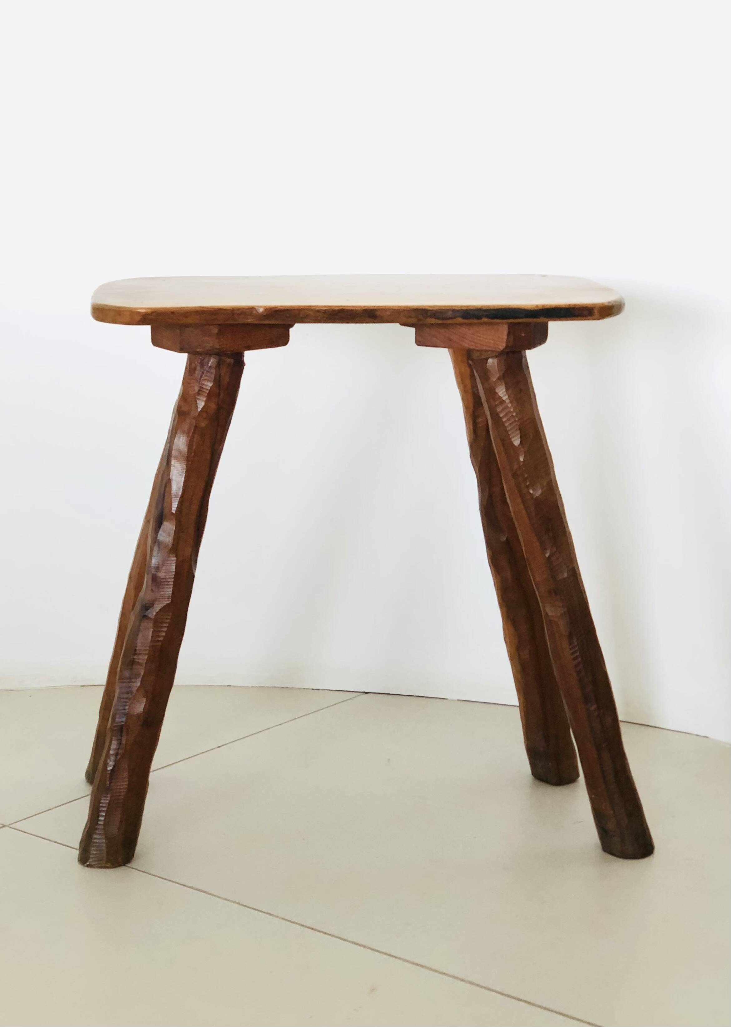 Olive wood stool, France 1970s