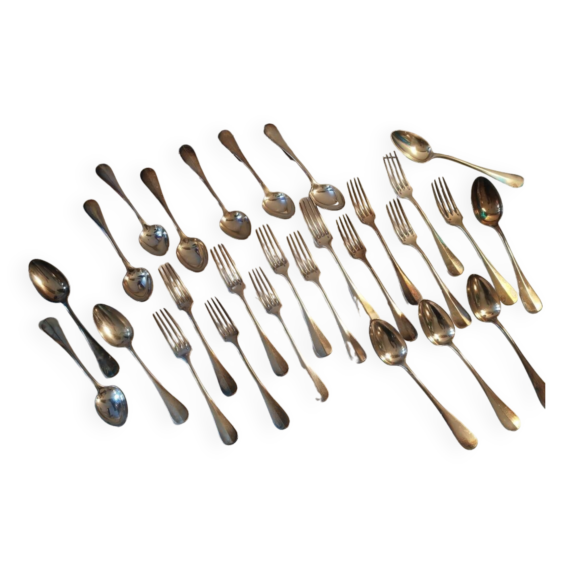 Silver metal cutlery set