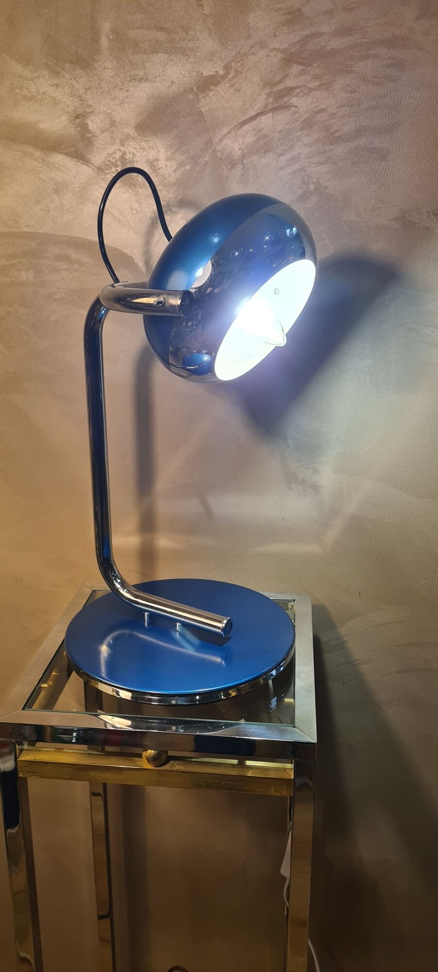 Lamp chrome and blue metal