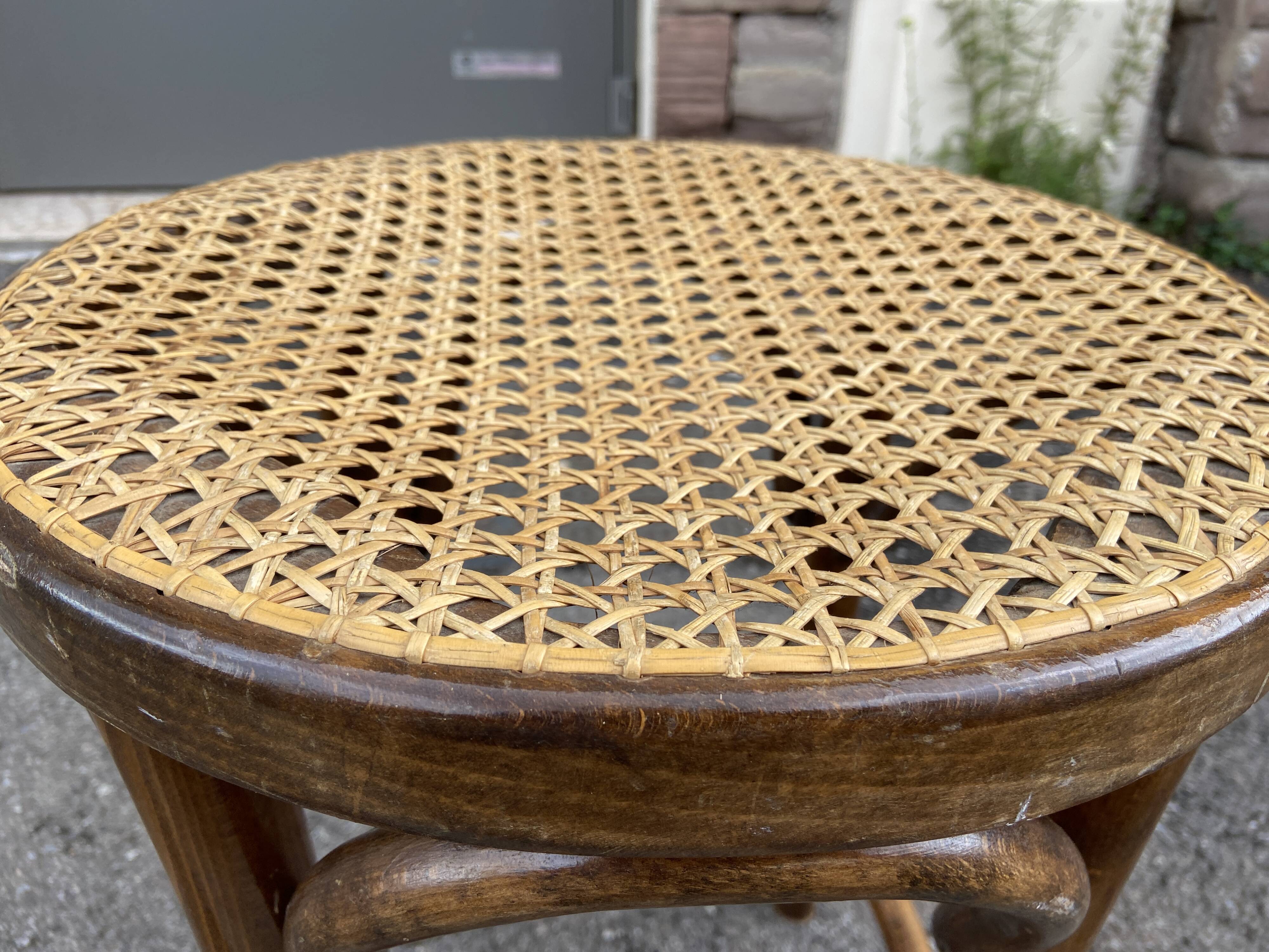 Curved wood piano stool 1950
