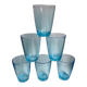 set of 6 water glasses Made in France blue glass 70s