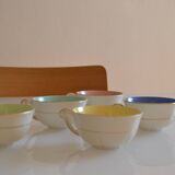 5 earthenware coffee or tea cups from saint amand france 1950