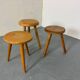 Mid-century French elm stools, 1950s, set of 3
