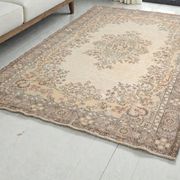 Tapis en laine antique Oushak anatolien