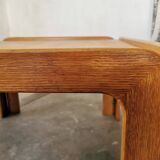 Square coffee table in light oak design 1970