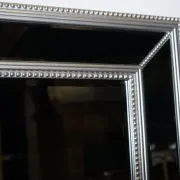 Large Bevelled Rectangular Mirror with Cushioned Silver Frame