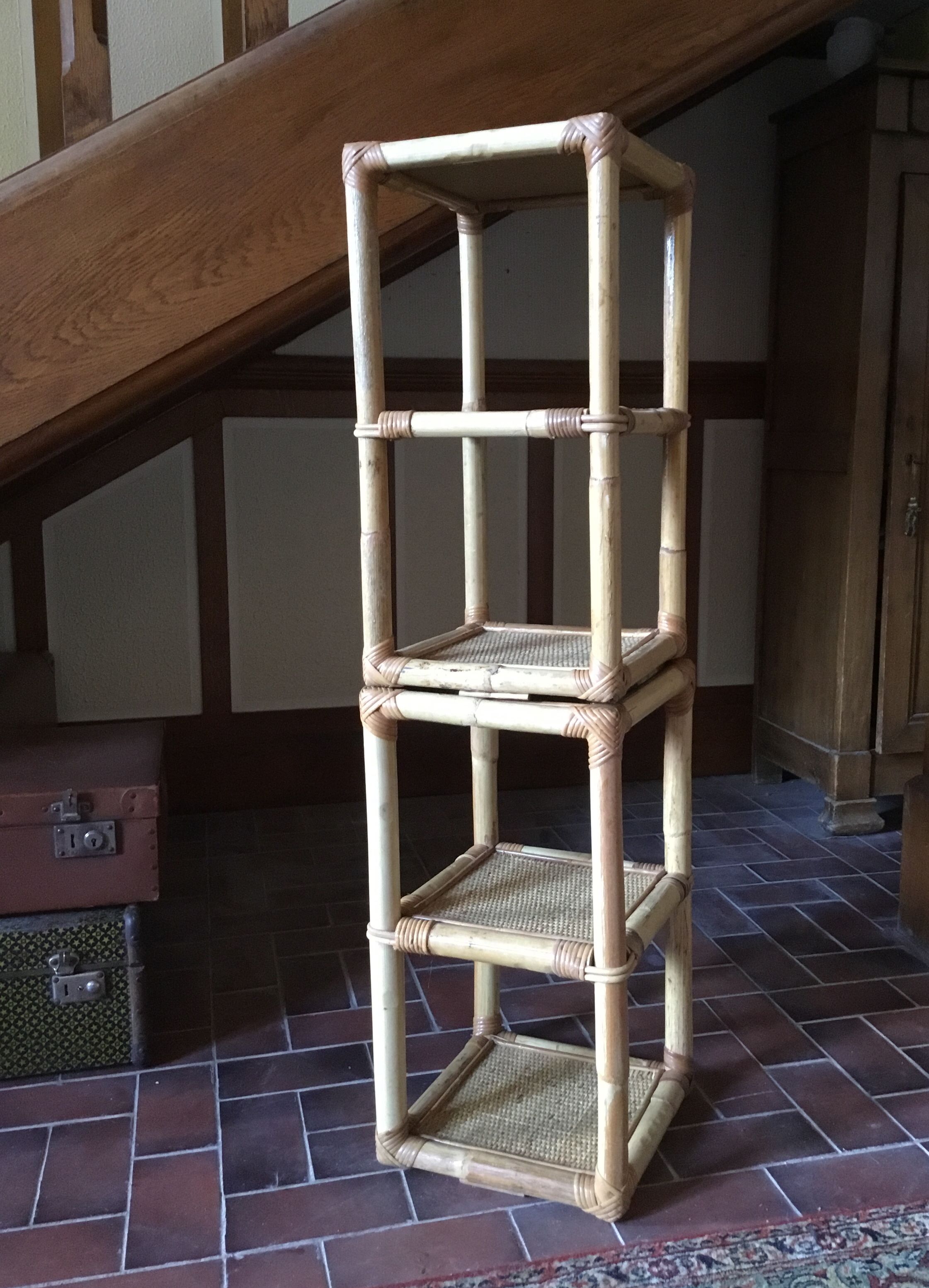 Pair of rattan bedside