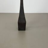 Large 47cm Brutalist Cast Iron Candle Holder by Manfred Bergmeister, Germany 1970