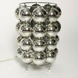 Kinetic lamp with half swivel spheres of the 70s