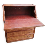 Rattan and wicker secretary chest of drawers