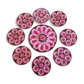 Service oyster plates and presentation dish Vallauris signed Marius Giuge vintage pink