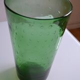 Very large vase 35 cm in green bullicante glass Murano or Empoli Italy 1960