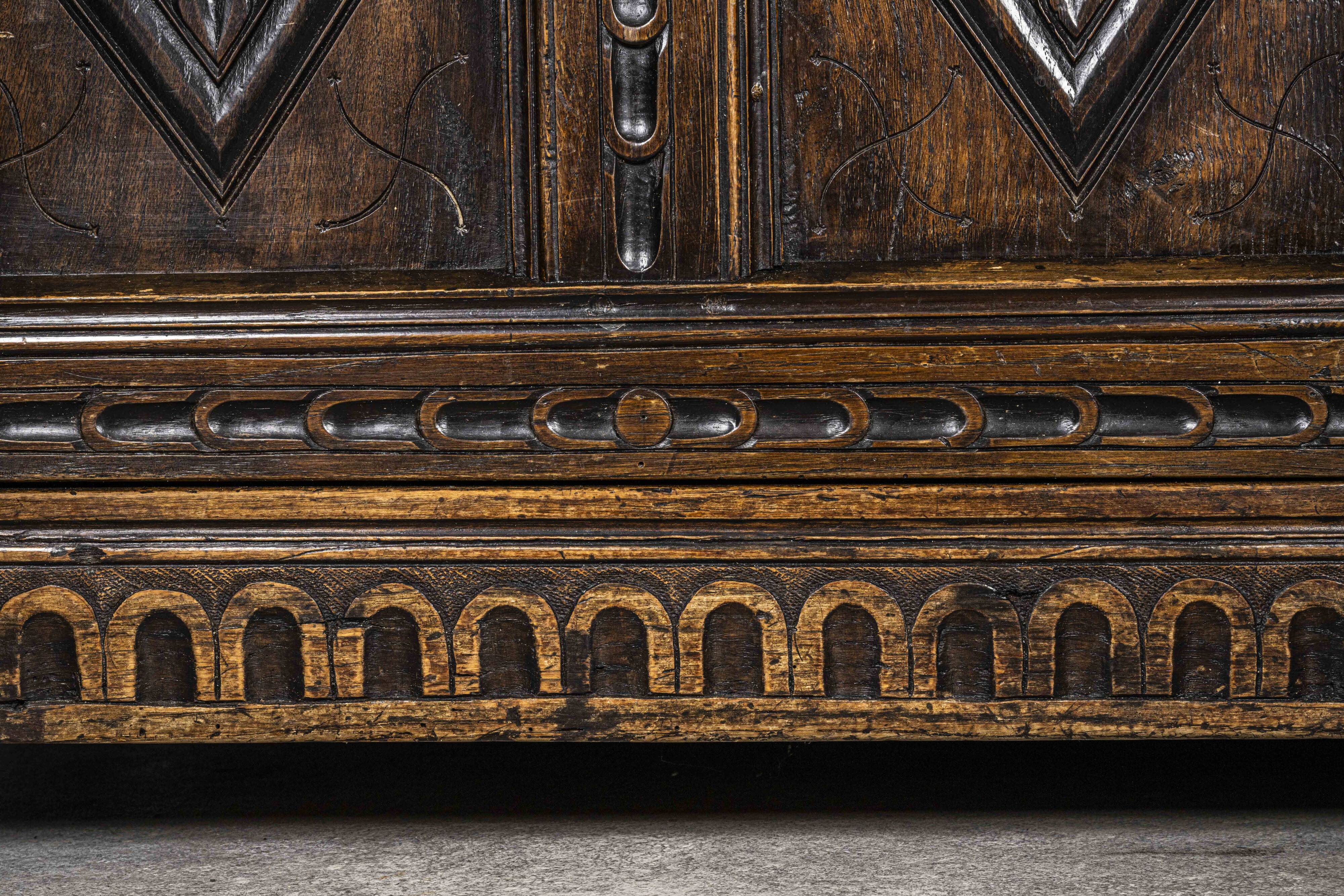 Charles II Oak Plaque, 1684, Set of 3