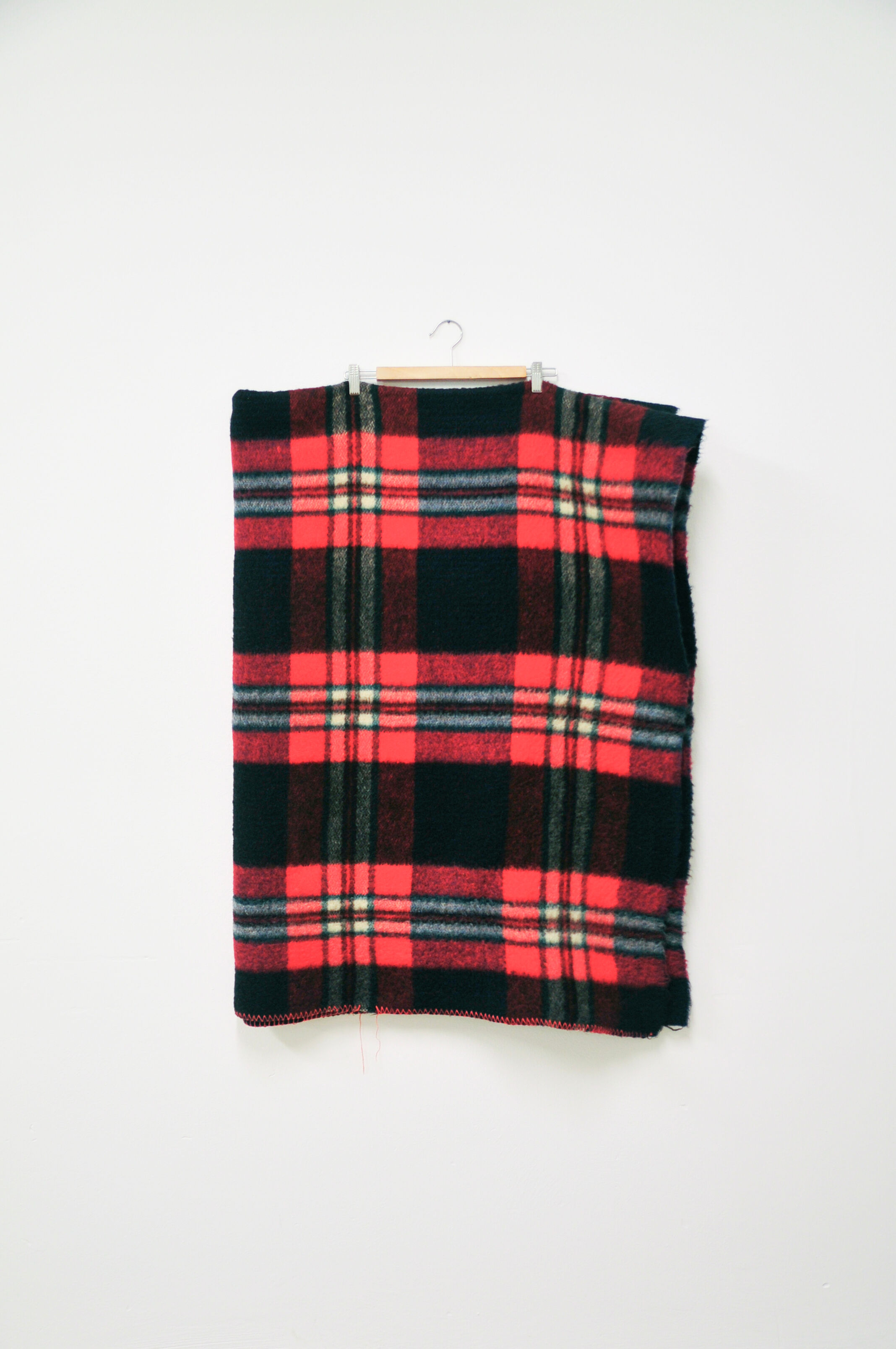 blue & red checkered vintage wool blanket