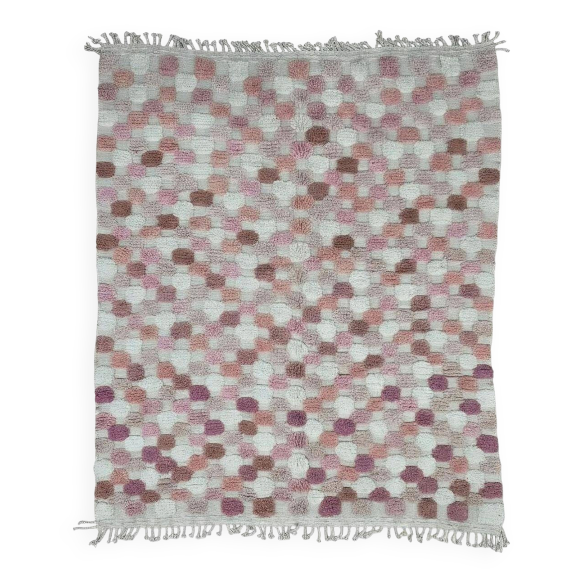 Tapis Berbère Rose à Damier texturé - 287 x 245 cm