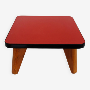 Mini vintage red formica pedestal table or stool