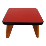 Mini vintage red formica pedestal table or stool