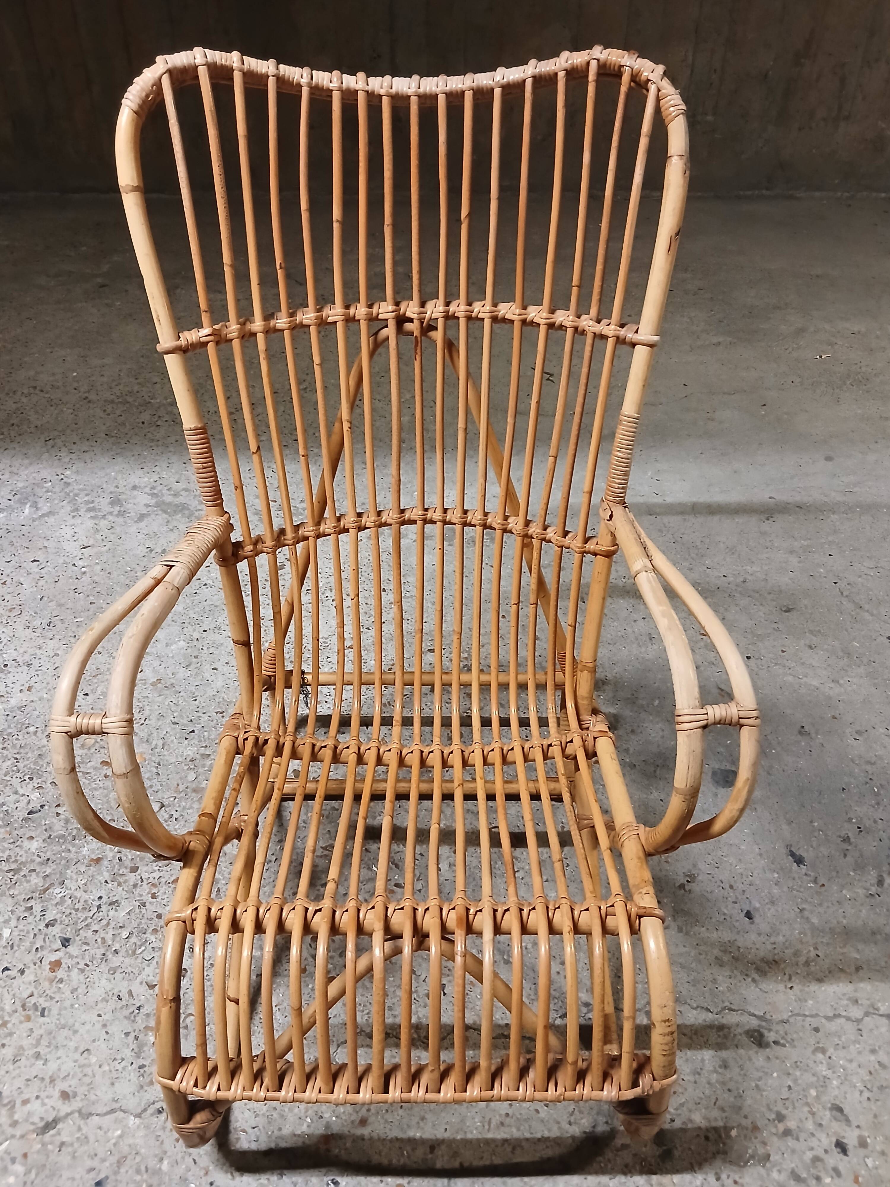 Paire de fauteuils en rotin vintage
