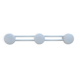 White lacquered metal wall coat rack, 3 hooks, 80s