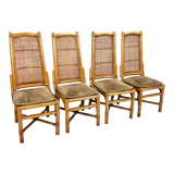 Vintage rattan and cane dining chairs, 1970s