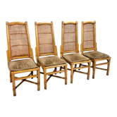 Vintage rattan and cane dining chairs, 1970s