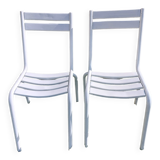 paire de chaises métal blanches, style Tolix