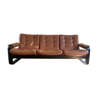 Scandinavian 3-seater leather sofa, 1960