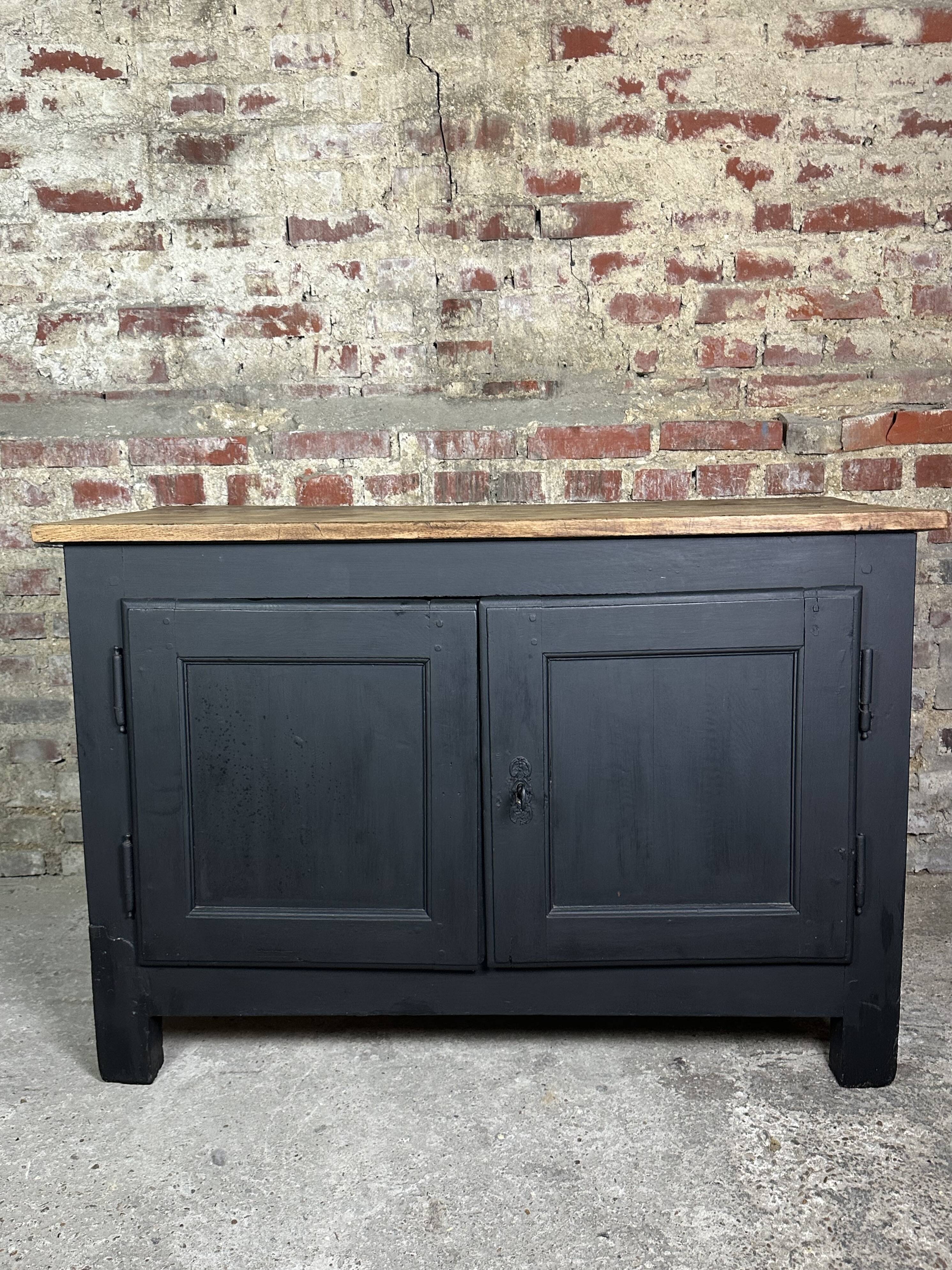 18th century raw and black oak sideboard
